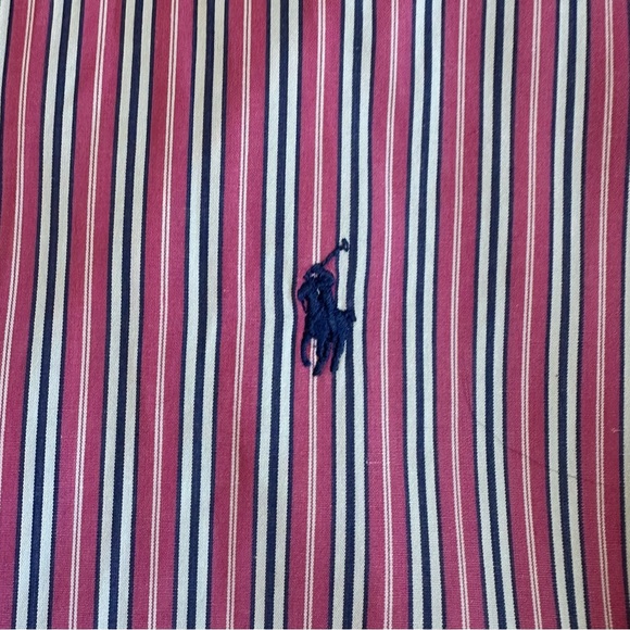 Ralph Lauren Shirt Men's L (16 1/2) Pink & Blue Stripe Classic Fit Button Down - Picture 4 of 9